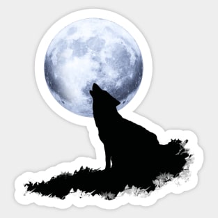 Wolf howling at the moon, nature and animals lovers Sticker